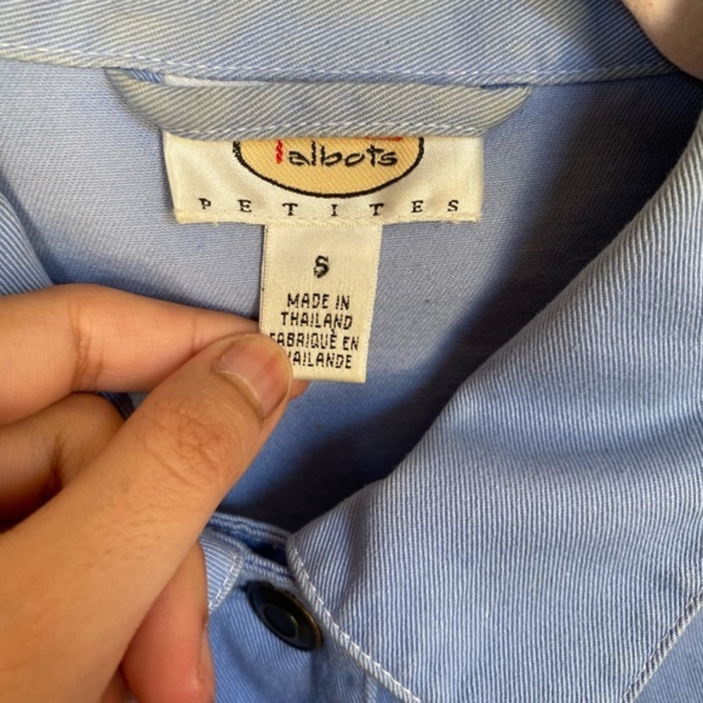 Talbots Sky Blue Denim Button Down Jacket - image 4